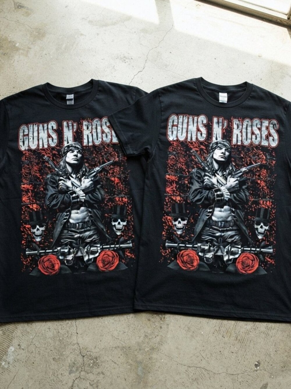 Guns N Roses Gunslinger Skull Rose Graphic T-Shirt